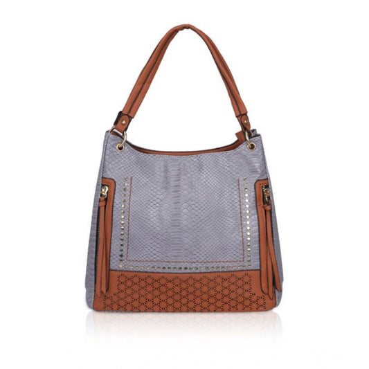 indoraa Women's Faux Leather Textured Tote Bag (Blue)