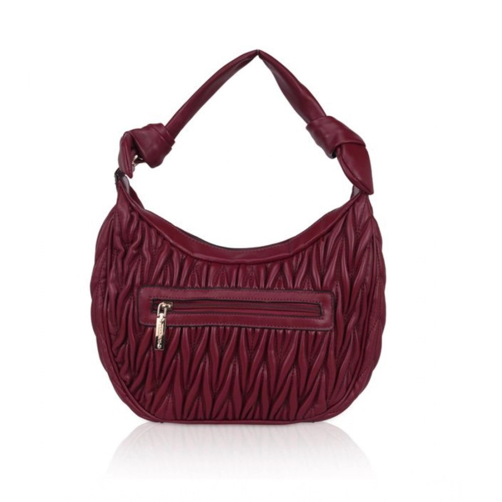 indoraa Women's Faux Leather Textured Handbag (Red)