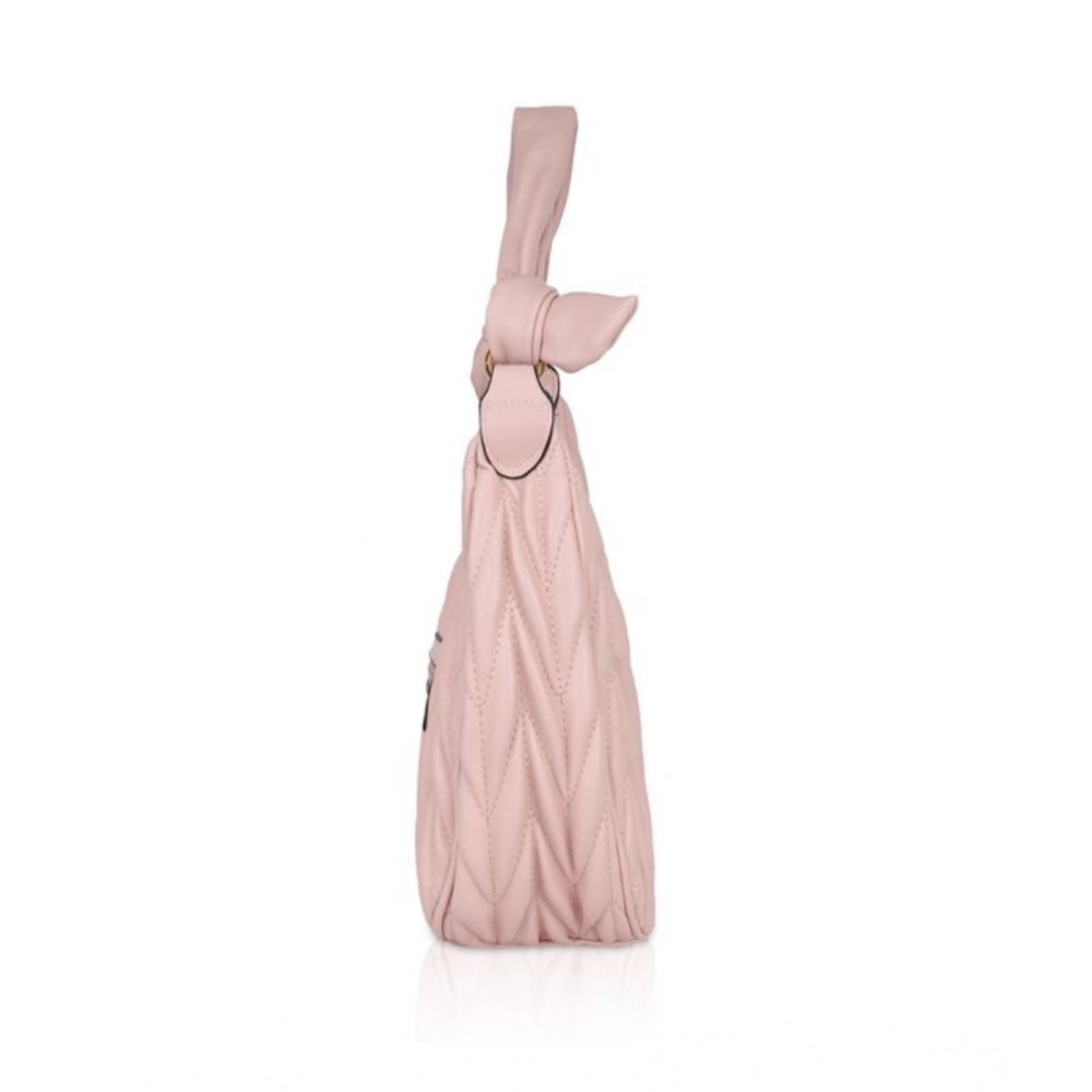 indoraa Women's Faux Leather Textured Handbag (Pink)