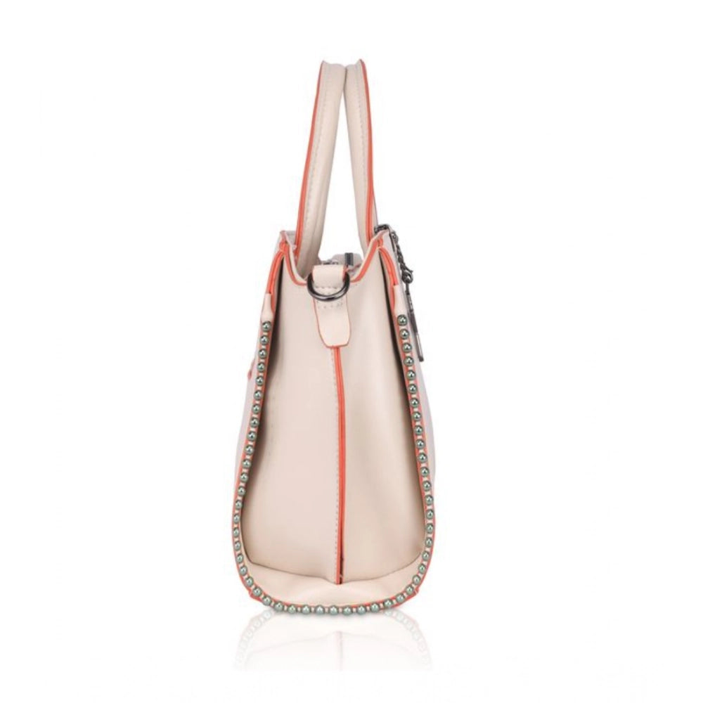 indoraa Women's Faux Leather Metal Beads Handbag (Pink)