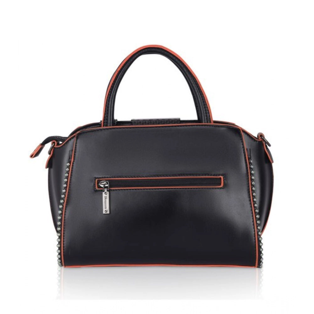 indoraa Women's Faux Leather Metal Beads Handbag (Black)