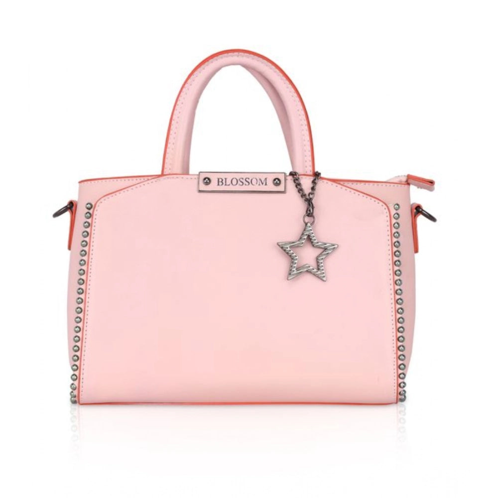 indoraa Women's Faux Leather Metal Beads Handbag (Pink)