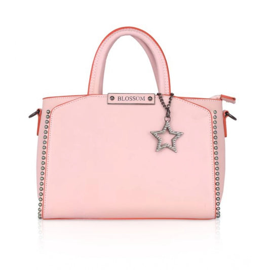 indoraa Women's Faux Leather Metal Beads Handbag (Pink)