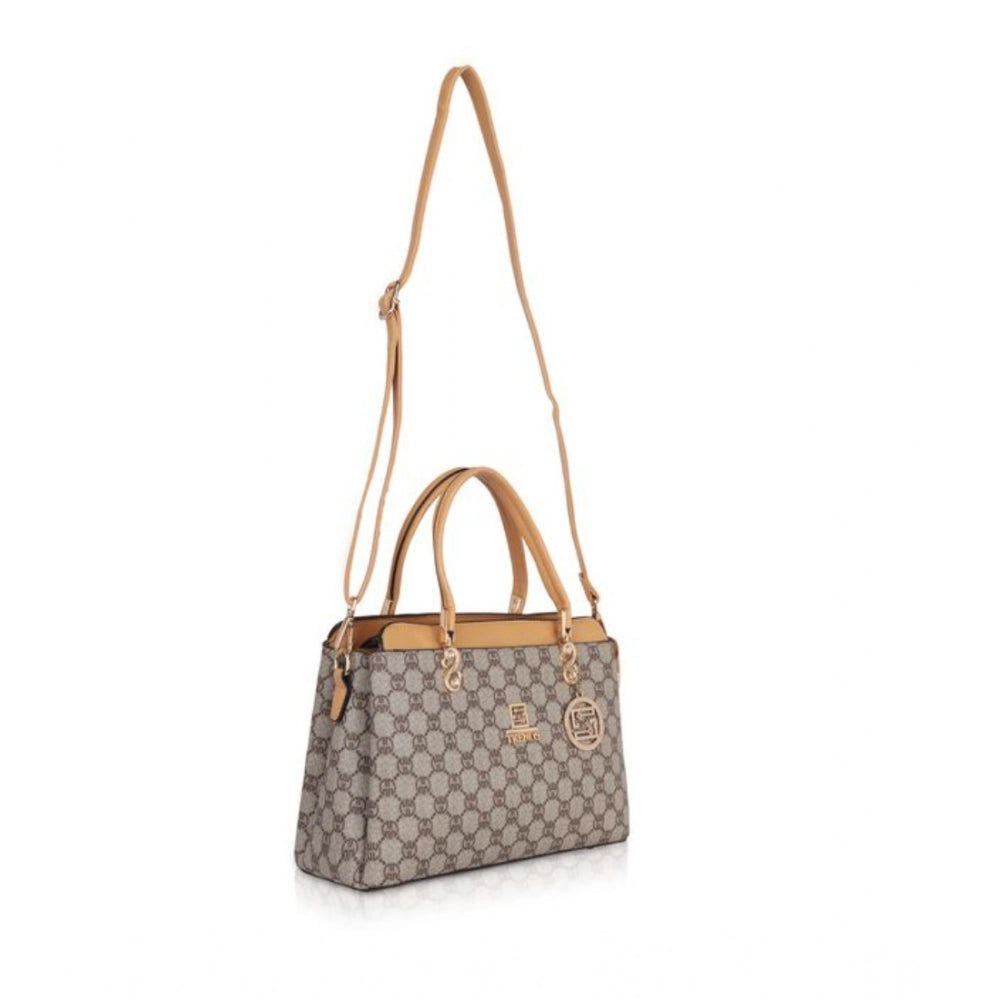 indoraa Women's Faux Leather Printed Handbag (Camel)