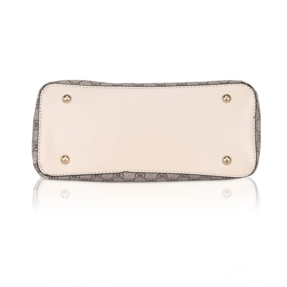 indoraa Women's Faux Leather Printed Handbag (Beige)