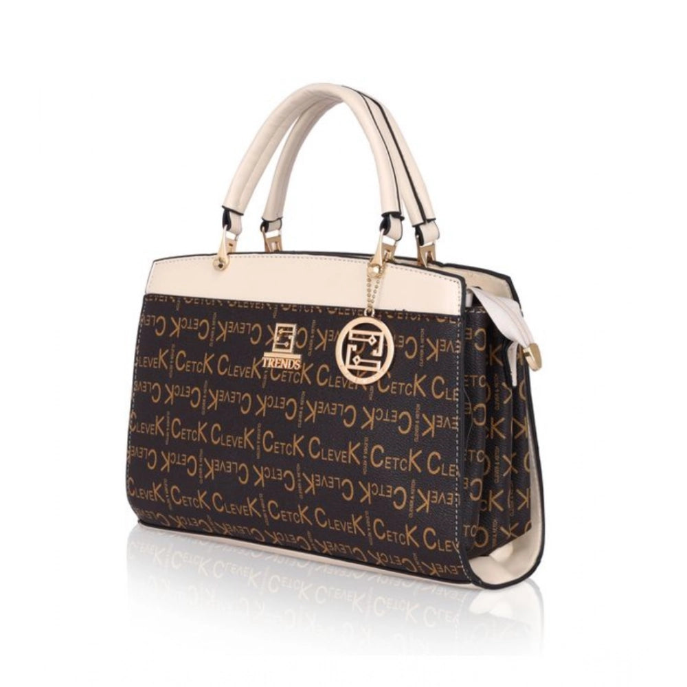indoraa Women's Faux Leather Printed Handbag (Beige)