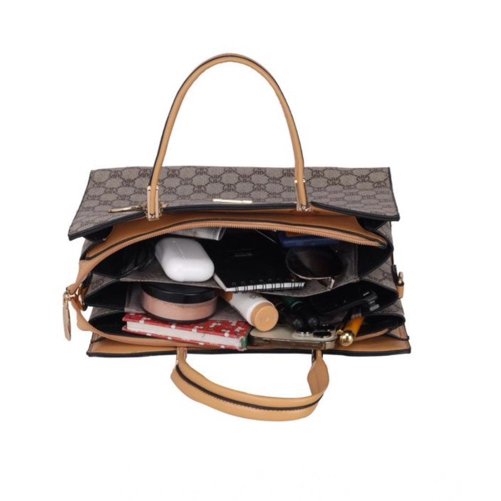 indoraa Women's Faux Leather Printed Handbag (Camel)