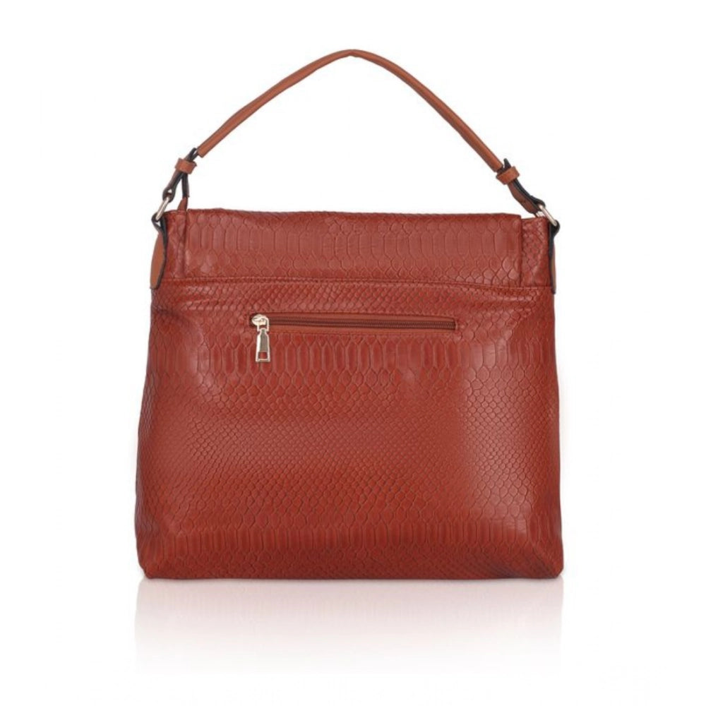 indoraa Women's Faux Leather Textured Sling Bag (Brown )