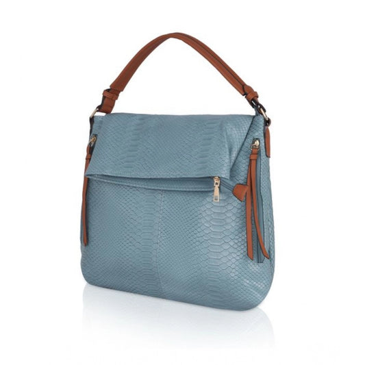 indoraa Women's Faux Leather Textured Sling Bag (Blue)