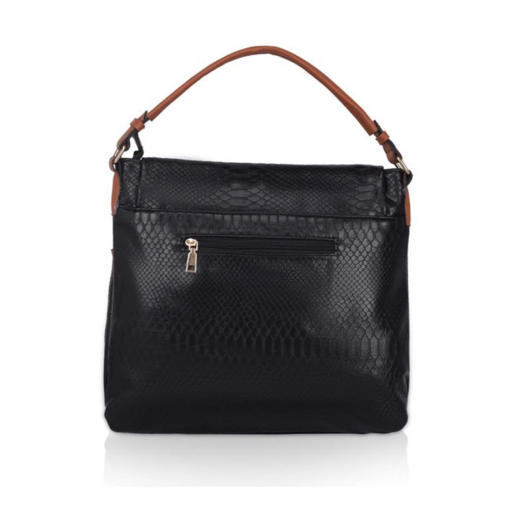 indoraa Women's Faux Leather Textured Sling Bag (Black)