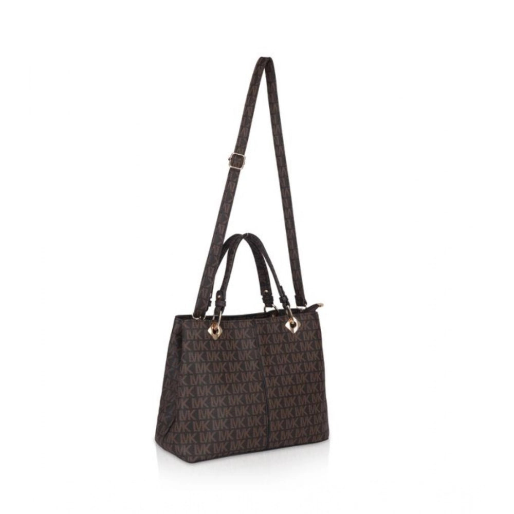 indoraa Women's Faux Leather Printed Handheld Bag (Brown)