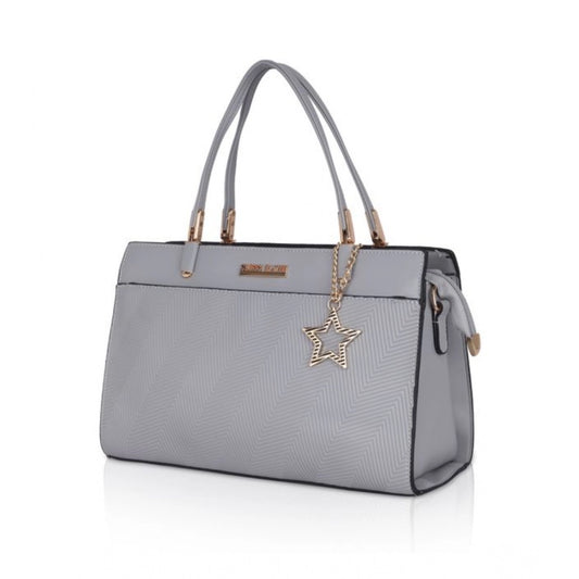 indoraa Women's Faux Leather Textured Adjustable Long Belt Handbag (Grey)