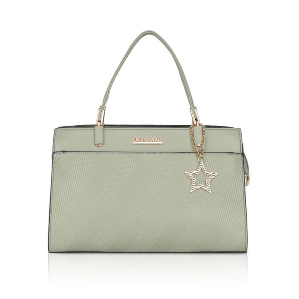 indoraa Women's Faux Leather Textured Adjustable Long Belt Handbag (Green)