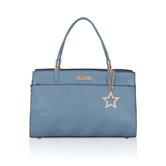 indoraa Women's Faux Leather Textured Adjustable Long Belt Handbag (Blue)