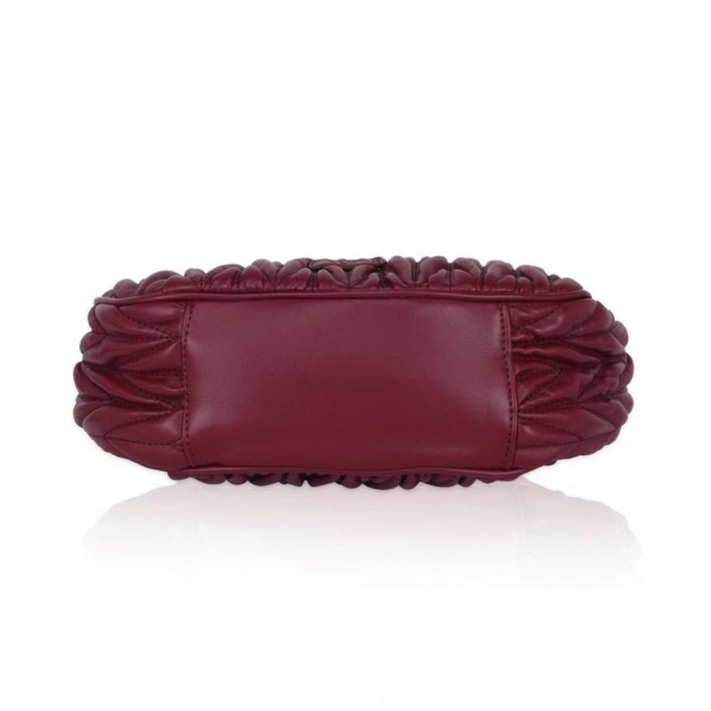 indoraa Women's Faux Leather Textured Handbag (Red)