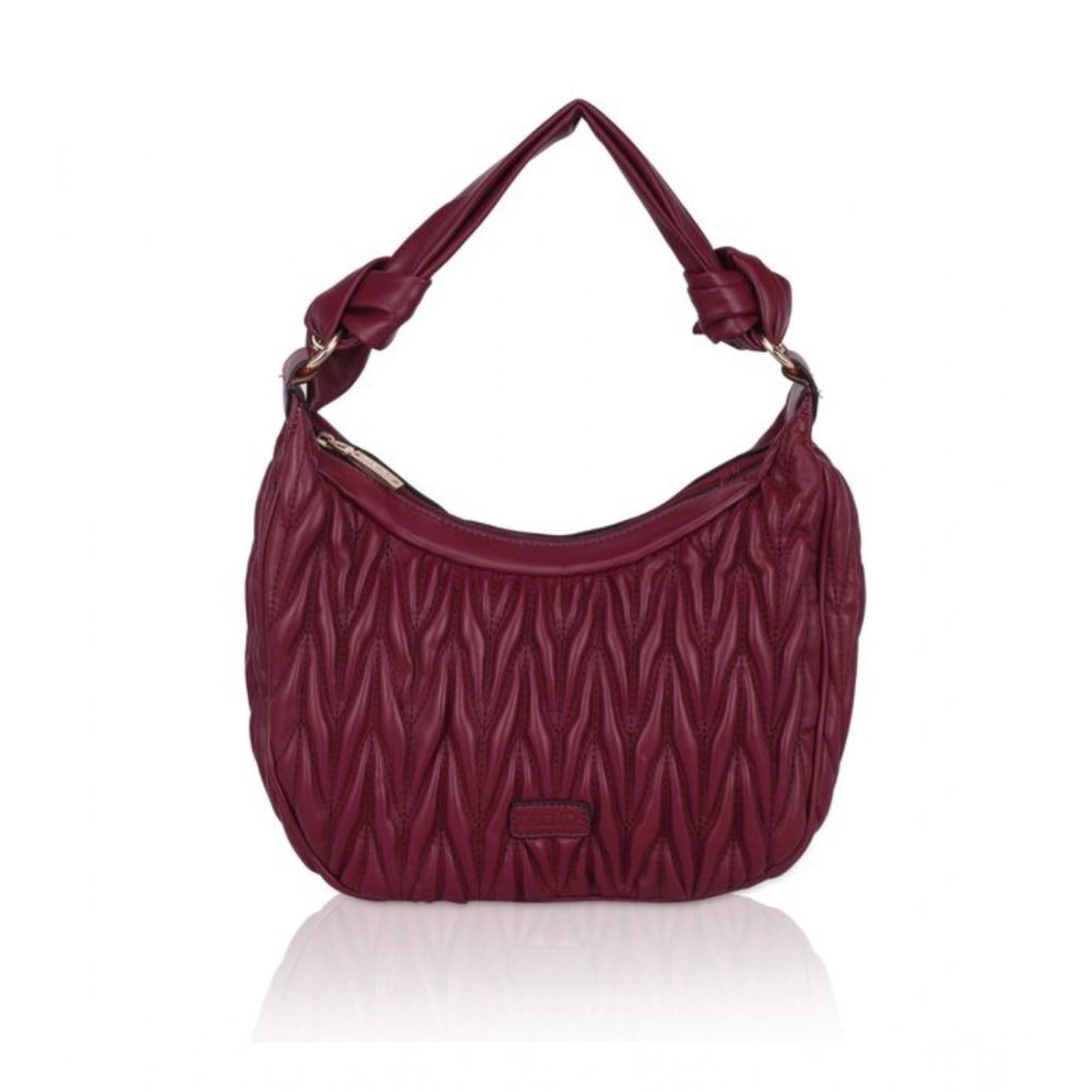 indoraa Women's Faux Leather Textured Handbag (Red)
