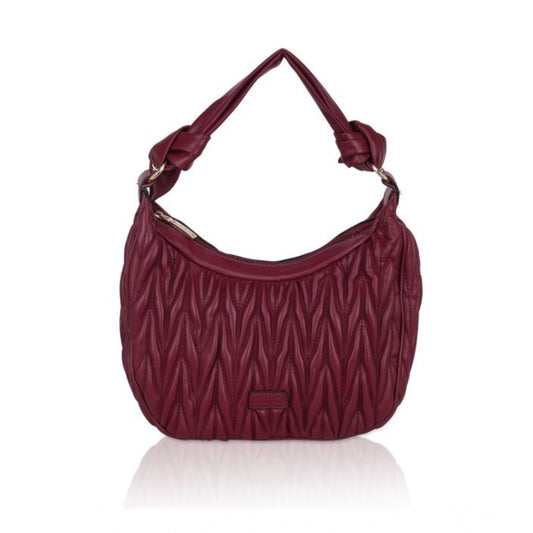 indoraa Women's Faux Leather Textured Handbag (Red)