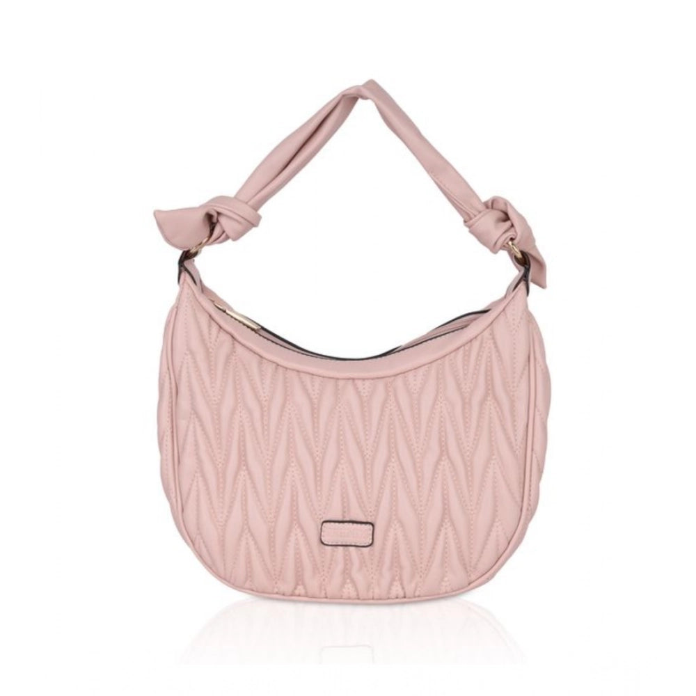 indoraa Women's Faux Leather Textured Handbag (Pink)