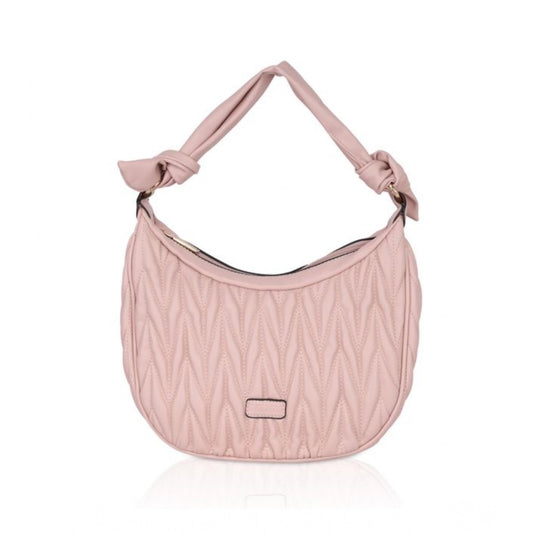 indoraa Women's Faux Leather Textured Handbag (Pink)