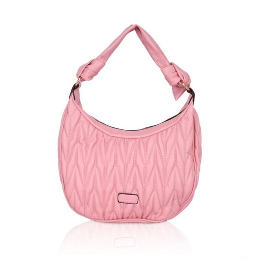 indoraa Women's Faux Leather Textured Handbag (Pink)