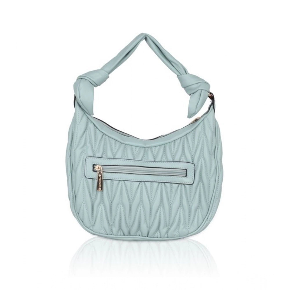 indoraa Women's Faux Leather Textured Handbag (Blue)