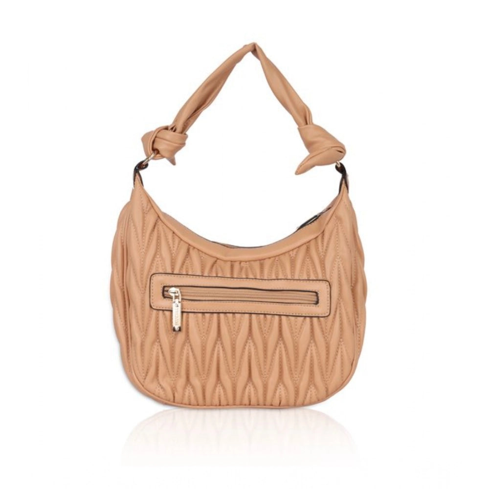 indoraa Women's Faux Leather Textured Handbag (Beige)