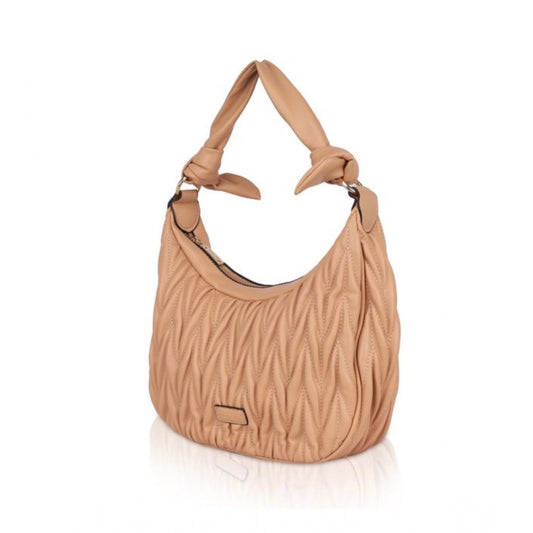 indoraa Women's Faux Leather Textured Handbag (Beige)