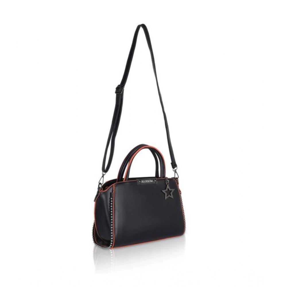 indoraa Women's Faux Leather Metal Beads Handbag (Black)
