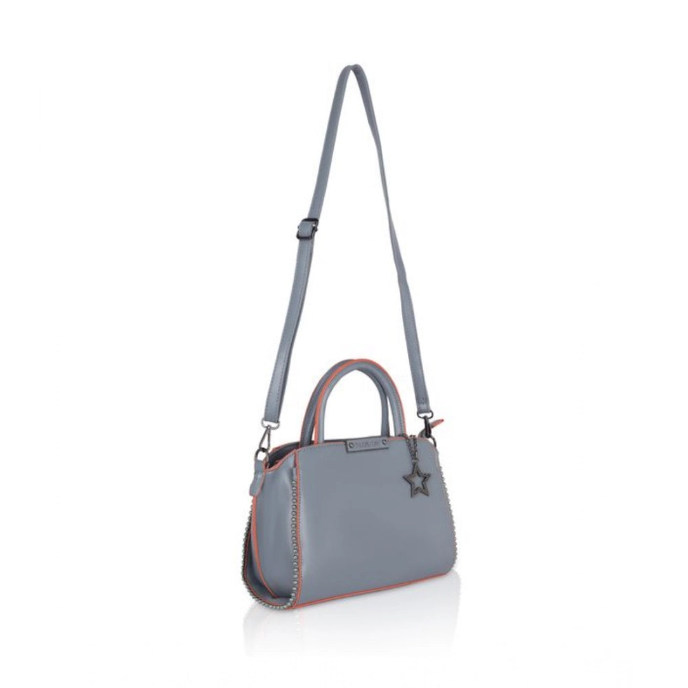 indoraa Women's Faux Leather Metal Beads Handbag (Grey)
