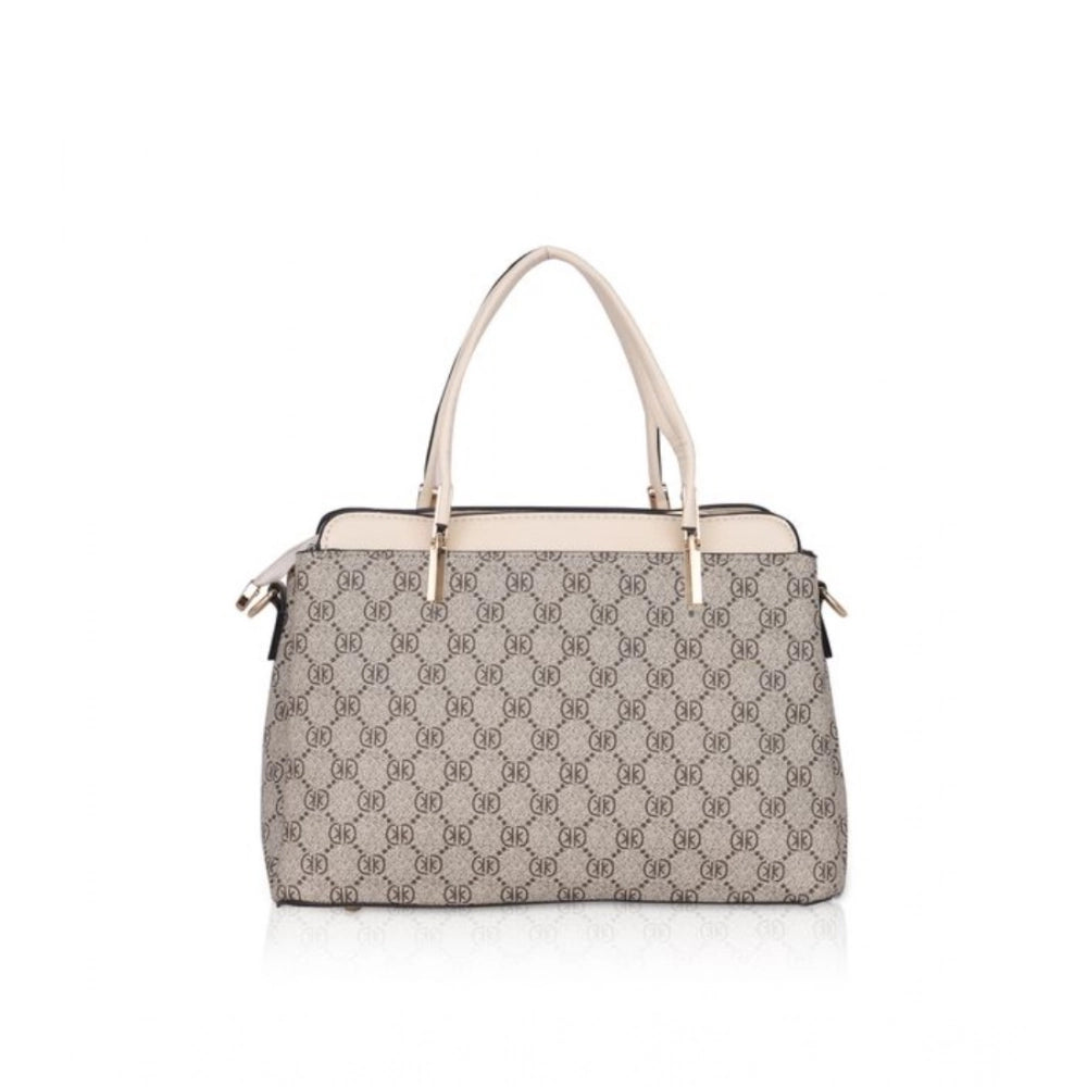indoraa Women's Faux Leather Printed Handbag (Beige)