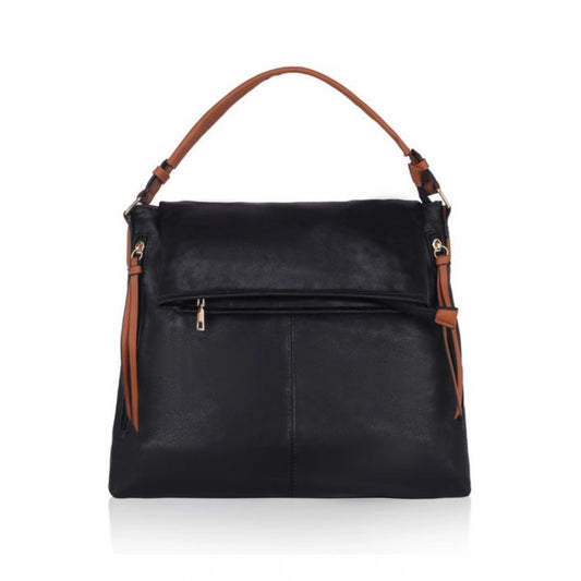 indoraa Women's Faux Leather Solid Sling Bag (Black)