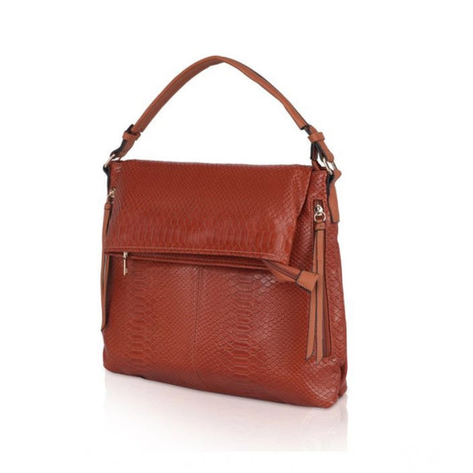indoraa Women's Faux Leather Textured Sling Bag (Brown )