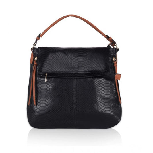 indoraa Women's Faux Leather Textured Sling Bag (Black)
