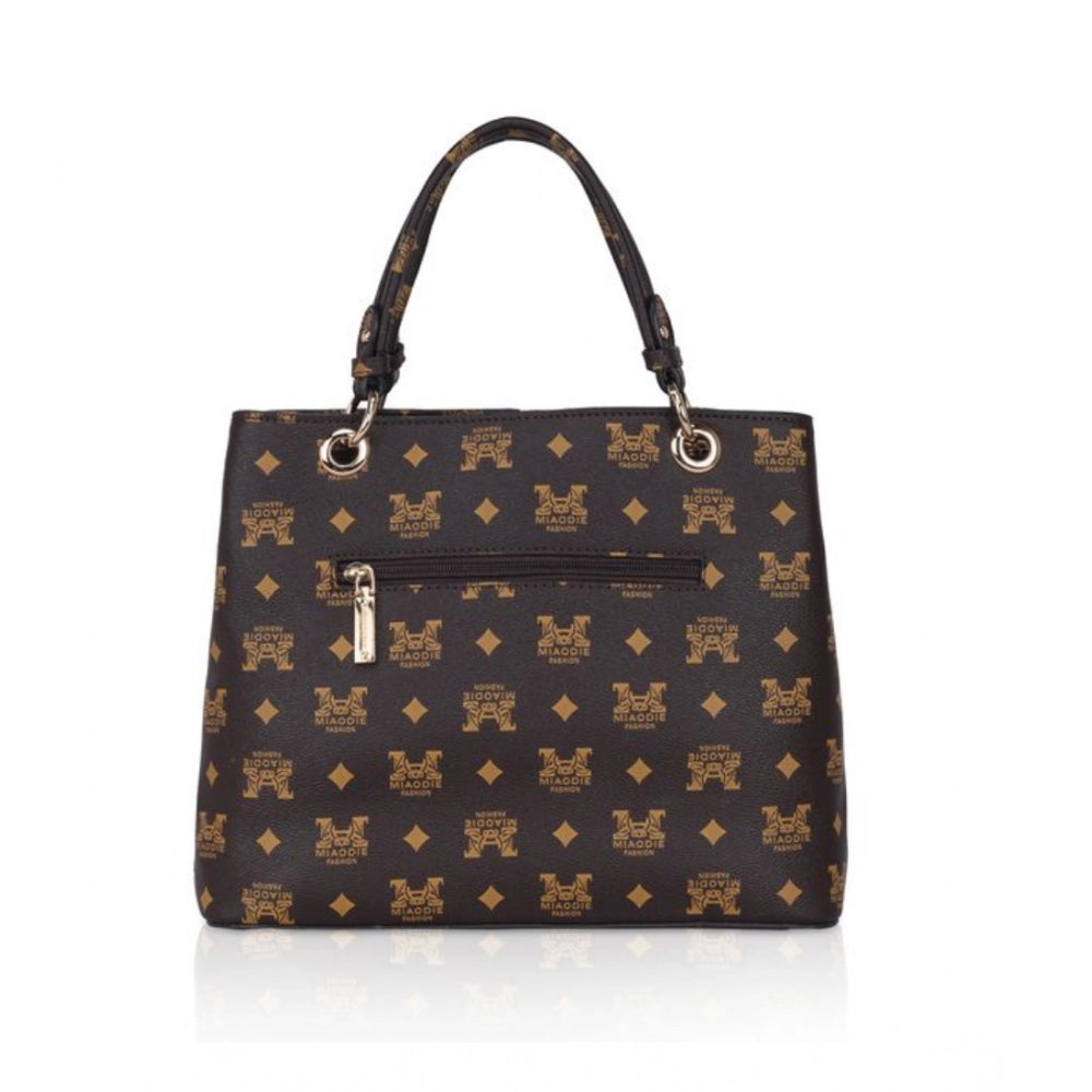 indoraa Women's Faux Leather Printed Handheld Bag (Brown )