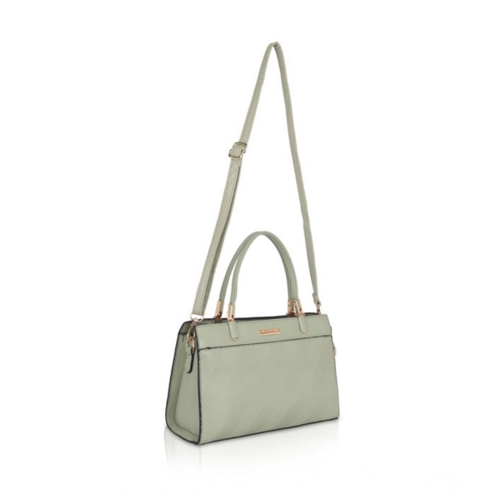 indoraa Women's Faux Leather Textured Adjustable Long Belt Handbag (Green)