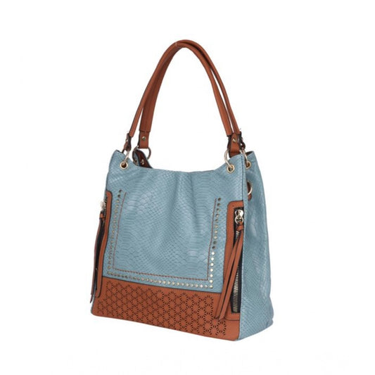 indoraa Women's Faux Leather Textured Tote Bag (Grey)