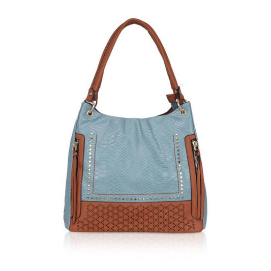 indoraa Women's Faux Leather Textured Tote Bag (Grey)