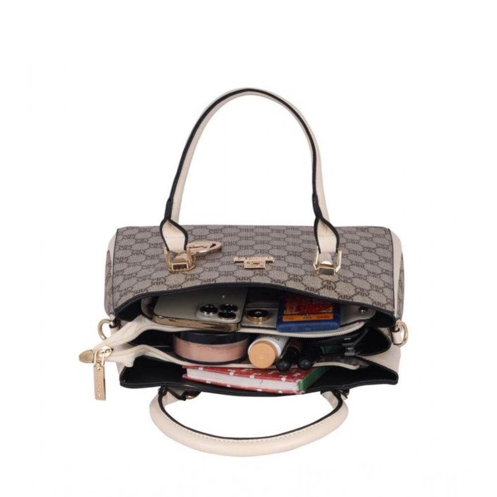 indoraa Women's Faux Leather Printed Handbag (Beige)