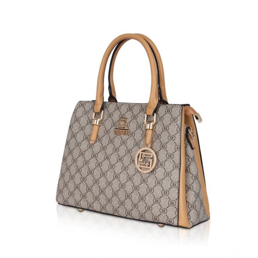 indoraa Women's Faux Leather Printed Handbag (Camel)