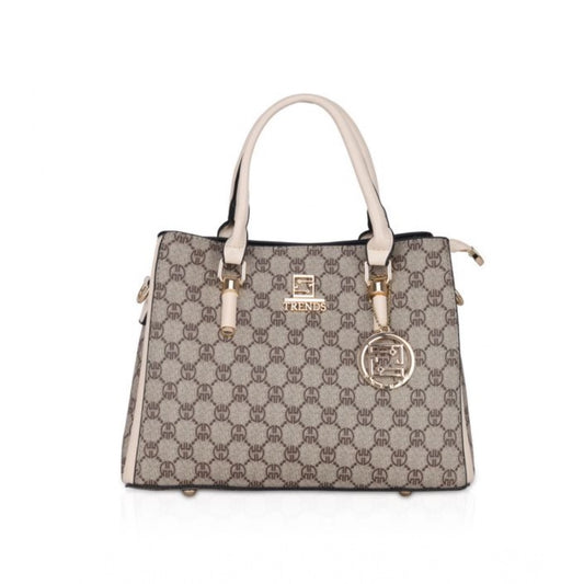 indoraa Women's Faux Leather Printed Handbag (Beige)