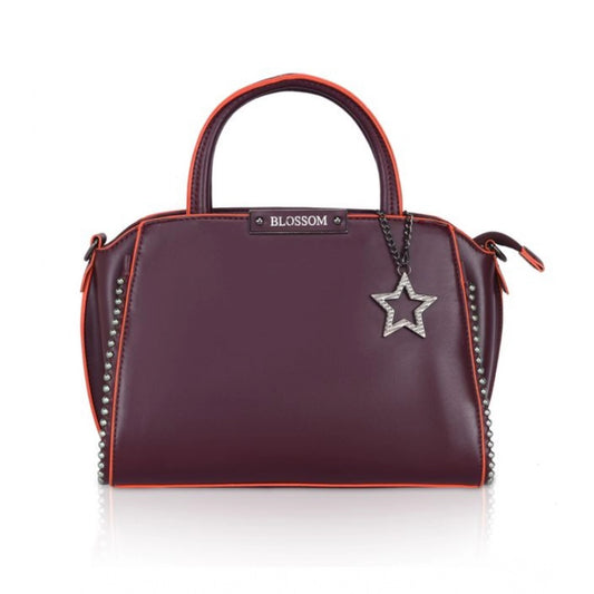 indoraa Women's Faux Leather Metal Beads Handbag (Wine Red)