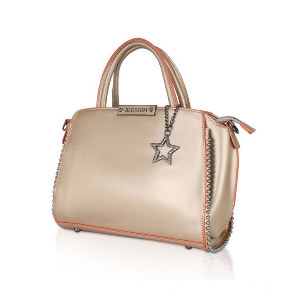 indoraa Women's Faux Leather Metal Beads Handbag (Gold)