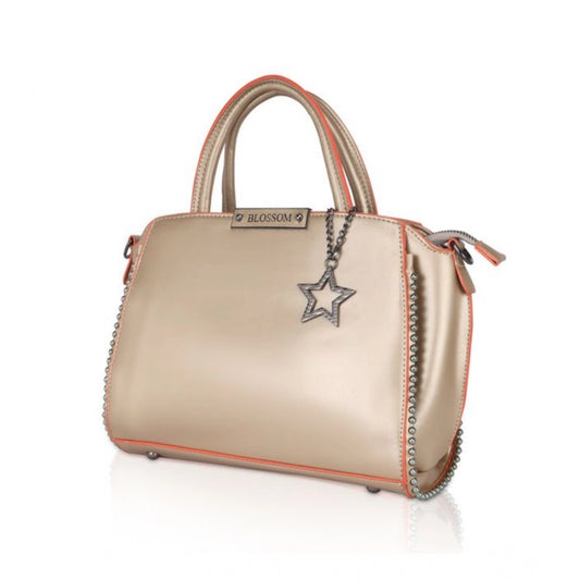 indoraa Women's Faux Leather Metal Beads Handbag (Gold)