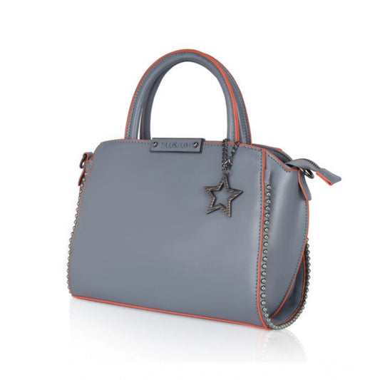 indoraa Women's Faux Leather Metal Beads Handbag (Grey)