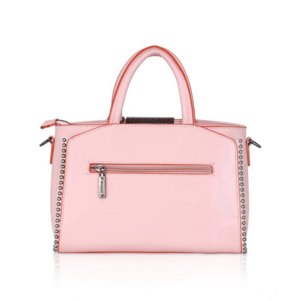indoraa Women's Faux Leather Metal Beads Handbag (Pink)