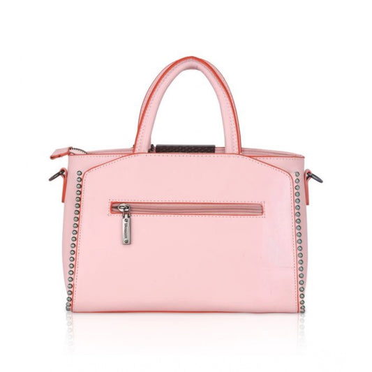 indoraa Women's Faux Leather Metal Beads Handbag (Pink)