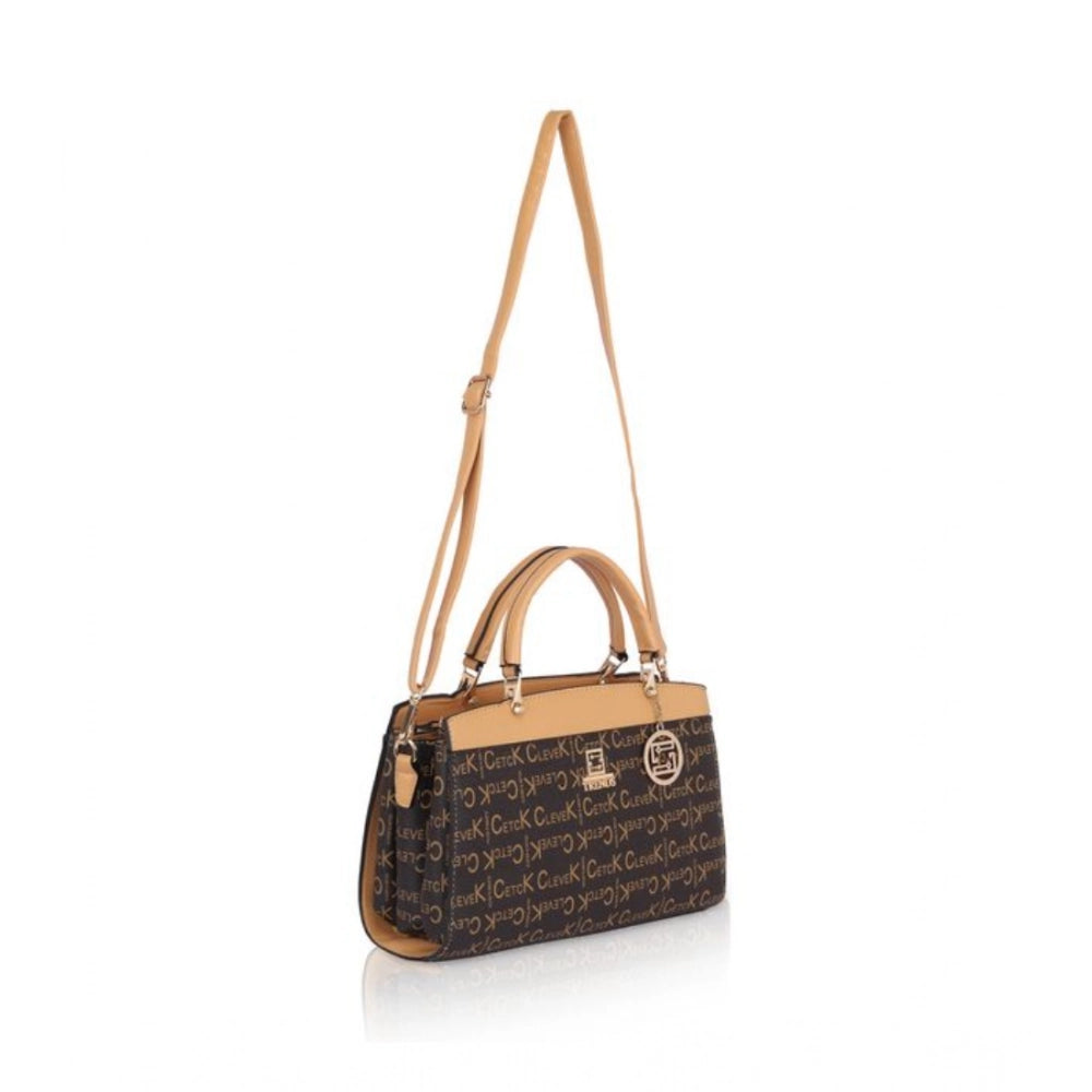 indoraa Women's Faux Leather Printed Handbag (Camel)