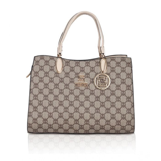 indoraa Women's Faux Leather Printed Handbag (Beige)