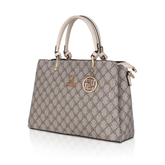indoraa Women's Faux Leather Printed Handbag (Beige)