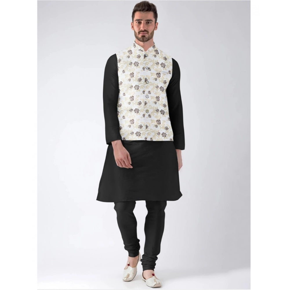 Indoraa Men's Jacquard Printed Full Sleeve Waistcoat (Beige)